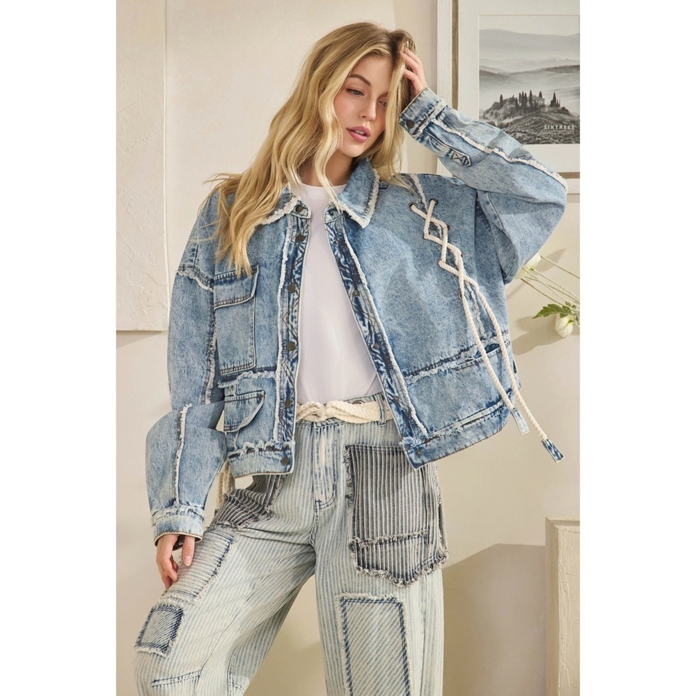Oli & Hali Blue Denim Jacket with Rope Accents